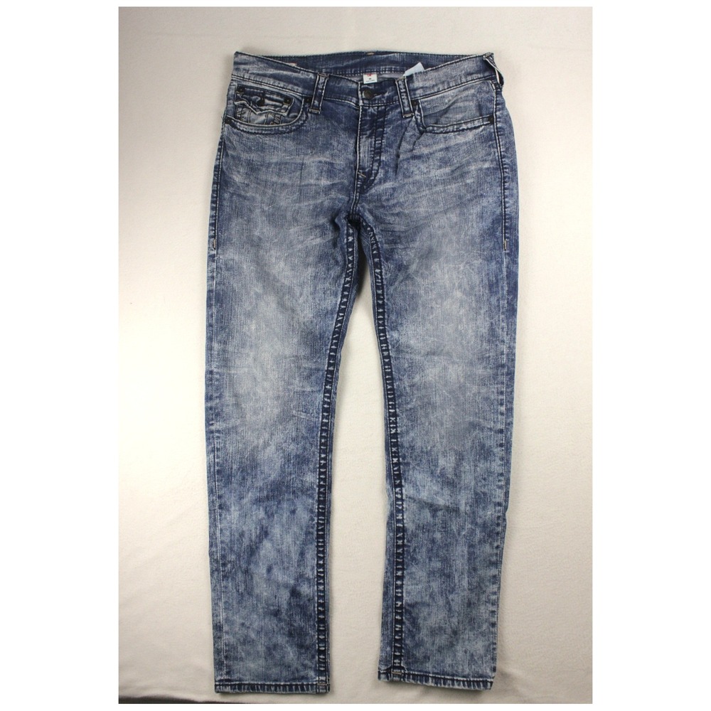 True Religion Rocco Mens 36 Relaxed Skinny Jeans Flap Pocket Faded Denim